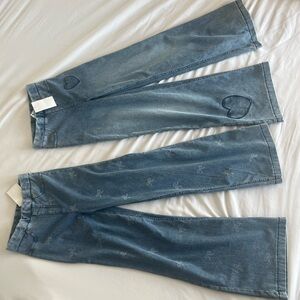 H&M Girls Blue Denim Jeans with Heart Knee Patch